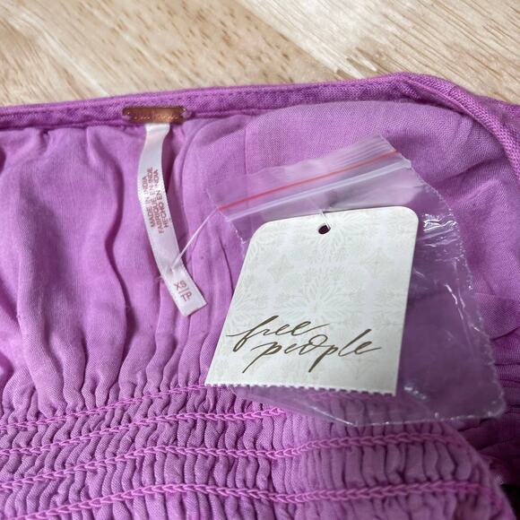 Free People NWT String Of Hearts Maxi Dress Size XS Pink Tie Front Smocked - Picture 4 of 8